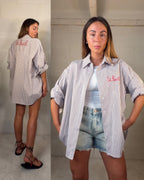 Camicione over rigato St.Barth marrone