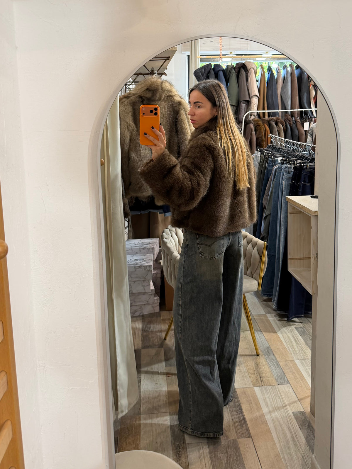 Montone ecopelle/ecofour double-face camel