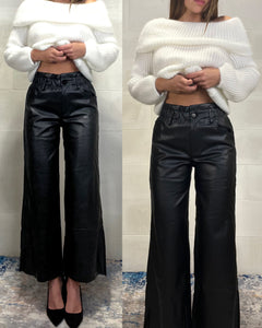 Pantalone in ecopelle a caramella