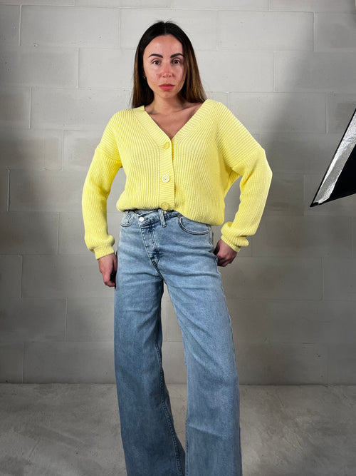 Cardigan in filo giallo