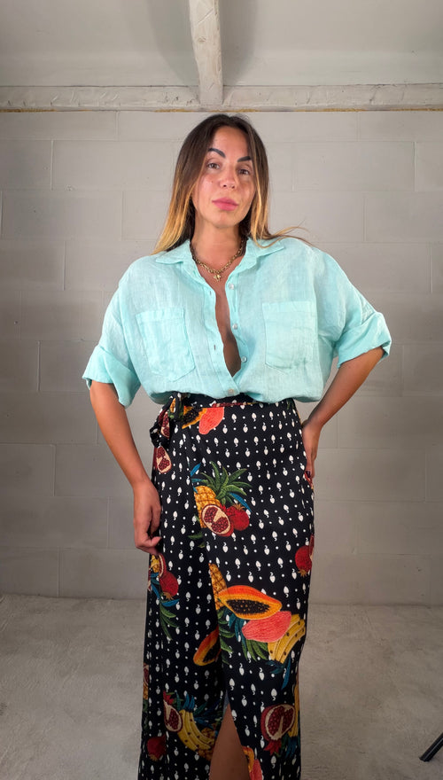Camicetta in 100% lino Tiffany con manica a 3/4