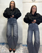 Jeans balloon fit sfumature animalier