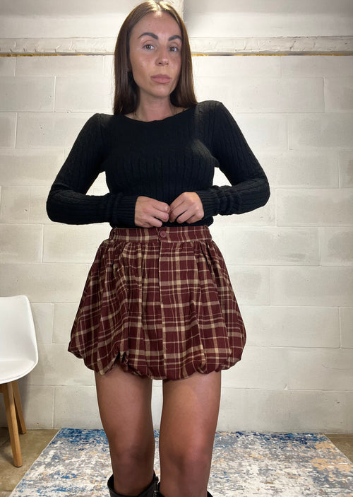 Gonna a palloncino in flanella tartan