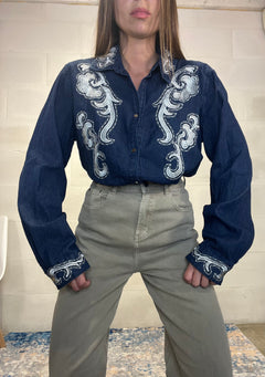 Camicia in denim ricamata Wide