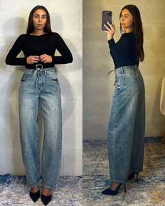 Baggy jeans con cintura annodabile
