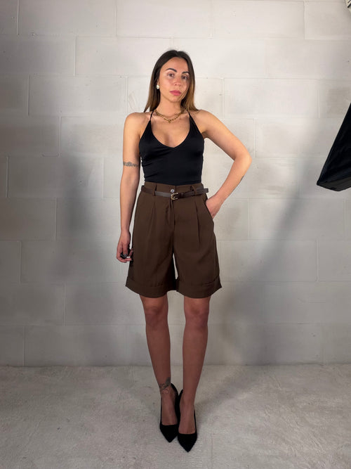 Bermuda con elastico in vita sul retro marrone Office