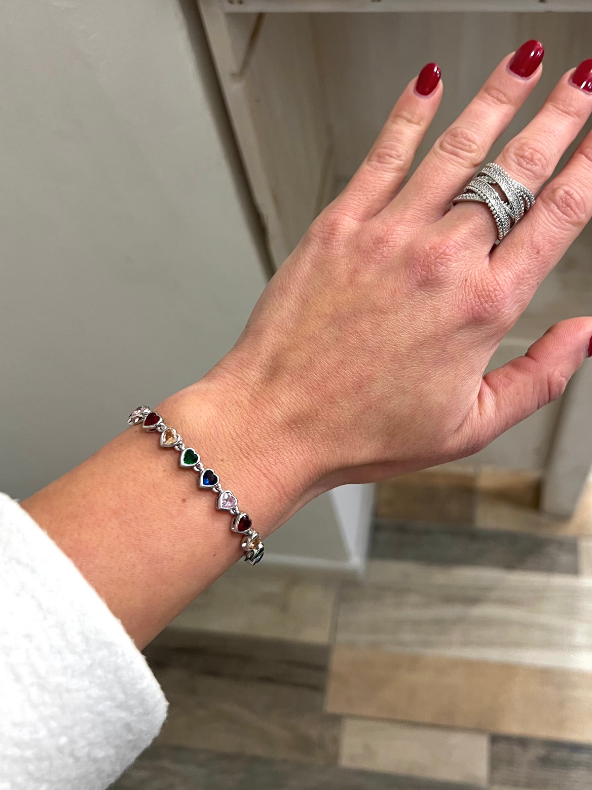 Bracciale pietre rotonde colorate argento