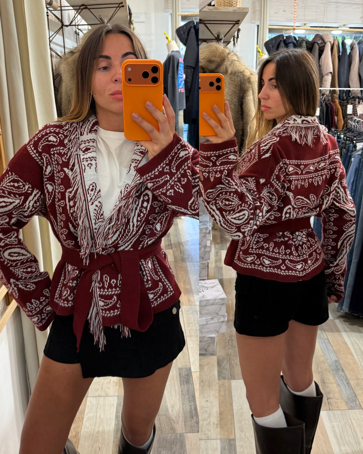 Cardigan bandana bordeaux