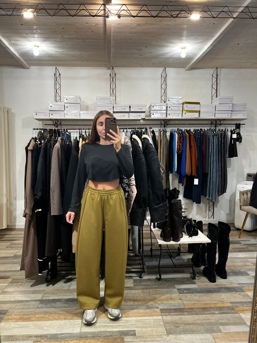 Pantalone della tuta baggy in neoprene senape