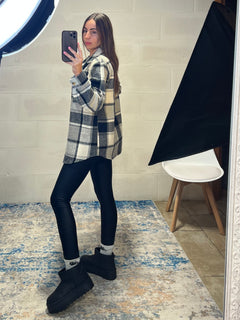 Camicione in panno nero/grigio