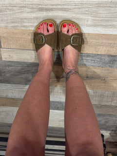 Ciabatta Madrid marrone suede suola in vera pelle