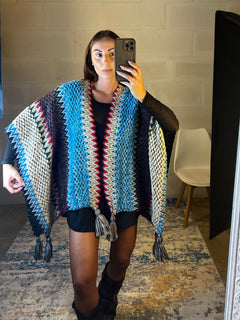 Poncho Ibiza in misto lana