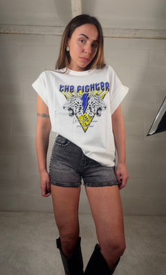 T-shirt Tigri blu/gialla 100% cotone