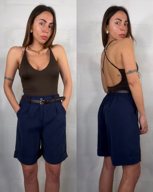 Body incrociato spalline regolabili marrone