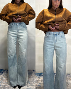 Jeans a palazzo chiaro ultra morbido