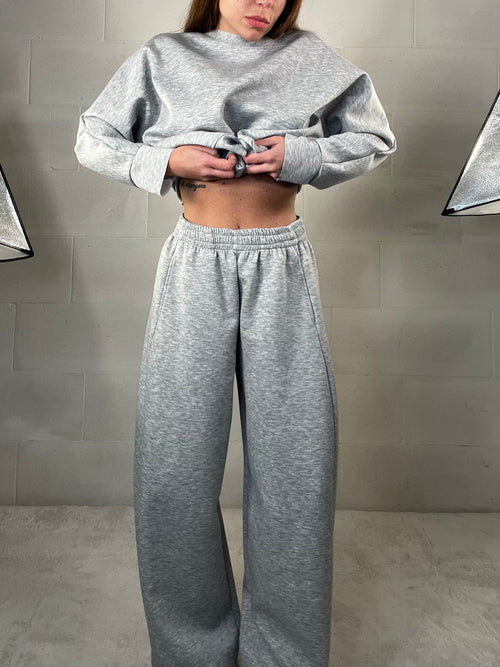 Completo tuta comfy chic baggy in neoprene grigio