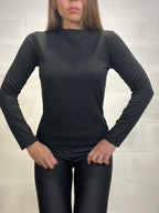 T-shirt nera interno felpato