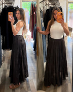 Maxi gonna con sottoveste 100% cotone a balze testa di moro