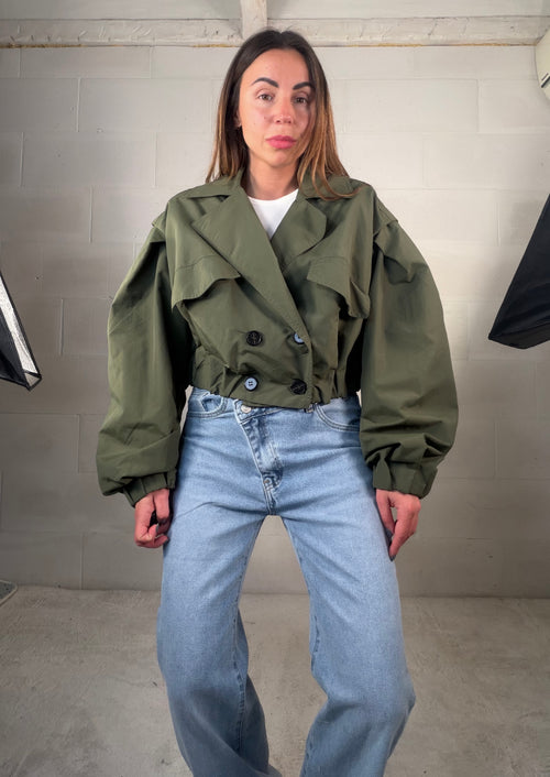Bomber Trench verde militare foderato