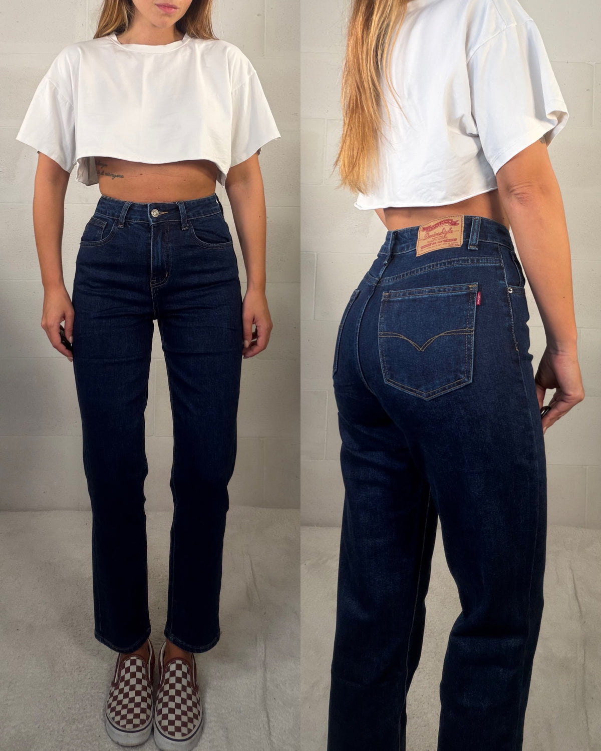 Denim mom fit slim blu notte 7/8