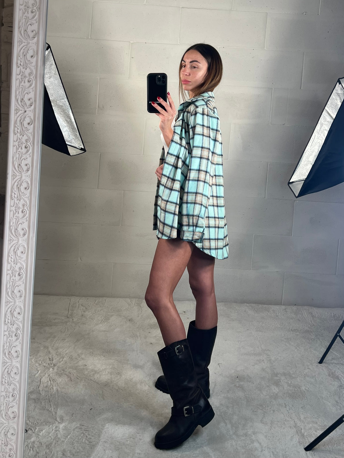 Camicetta in flanella tartan tiffany