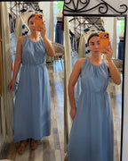 Maxi abito ultra leggero Tulum azzurro