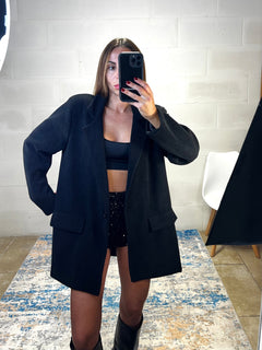 Blazer over nero in velluto a costine