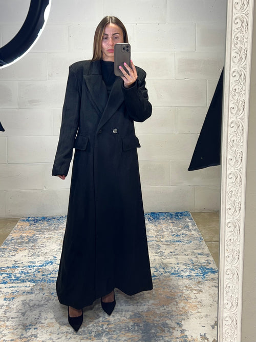 Maxi cappotto sfiancato ultra lungo 50% lana