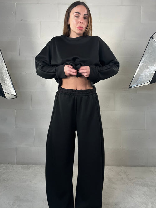 Completo tuta comfy chic baggy in neoprene nero