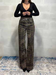 Jeans a palazzo animalier