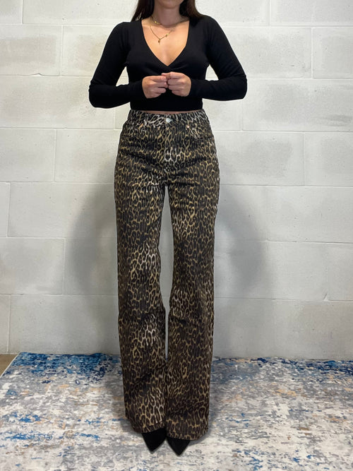 Jeans a palazzo animalier