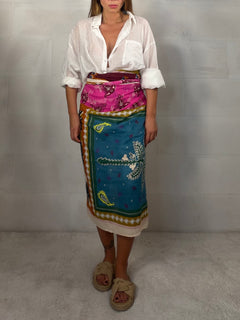 Pareo o maxi foulard in 100% cotone fantasia fucsia
