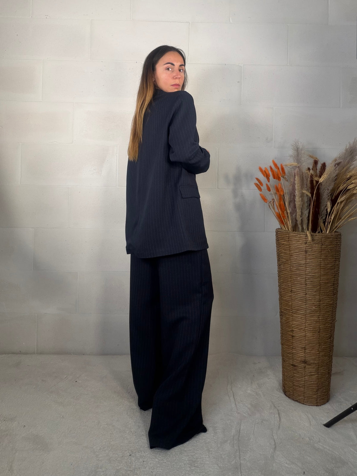 Blazer over gessato blu