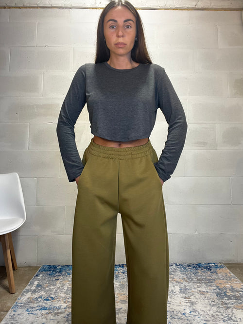 Pantalone della tuta baggy in neoprene senape