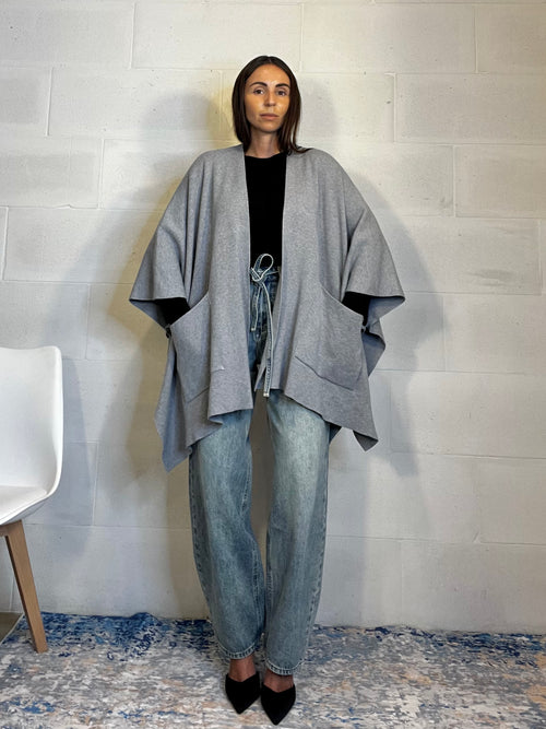 Poncho/cardigan simil lana 53% viscosa grigio