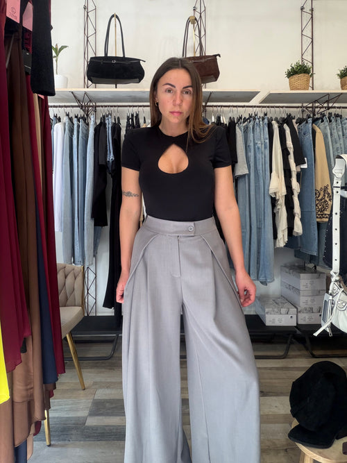 Pantalone sartoriale maxi pence grigio