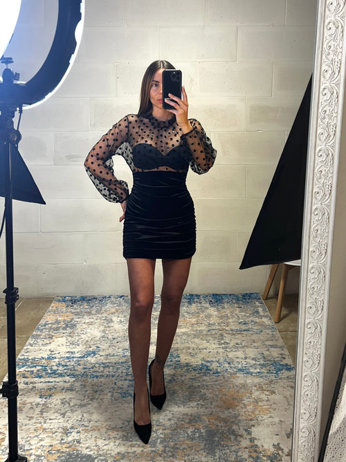 Mini dress in velluto/velato Paris