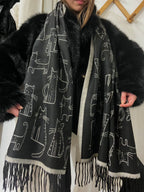 Sciarpa motivo Gatti nera