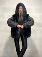 Giaccone Eskimo nero inserti ecopelliccia