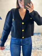 Cardigan bottoni gioiello Paris nero