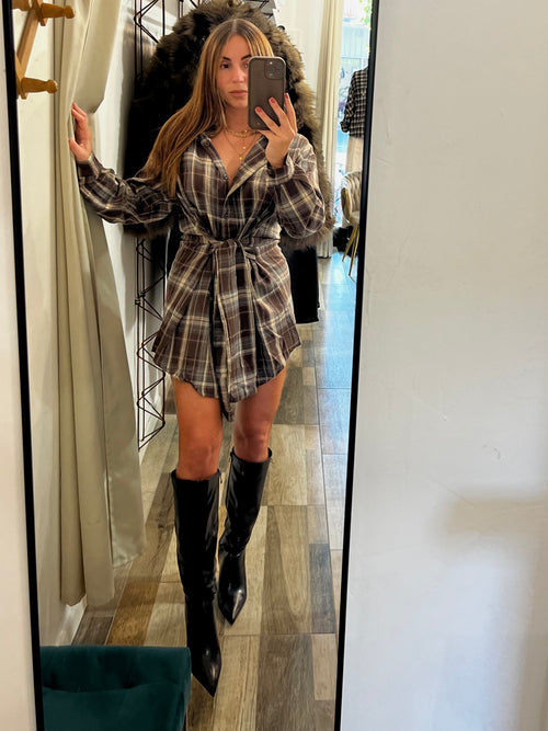 Mini dress Attico tartan in flanella