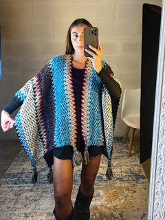 Poncho Ibiza in misto lana