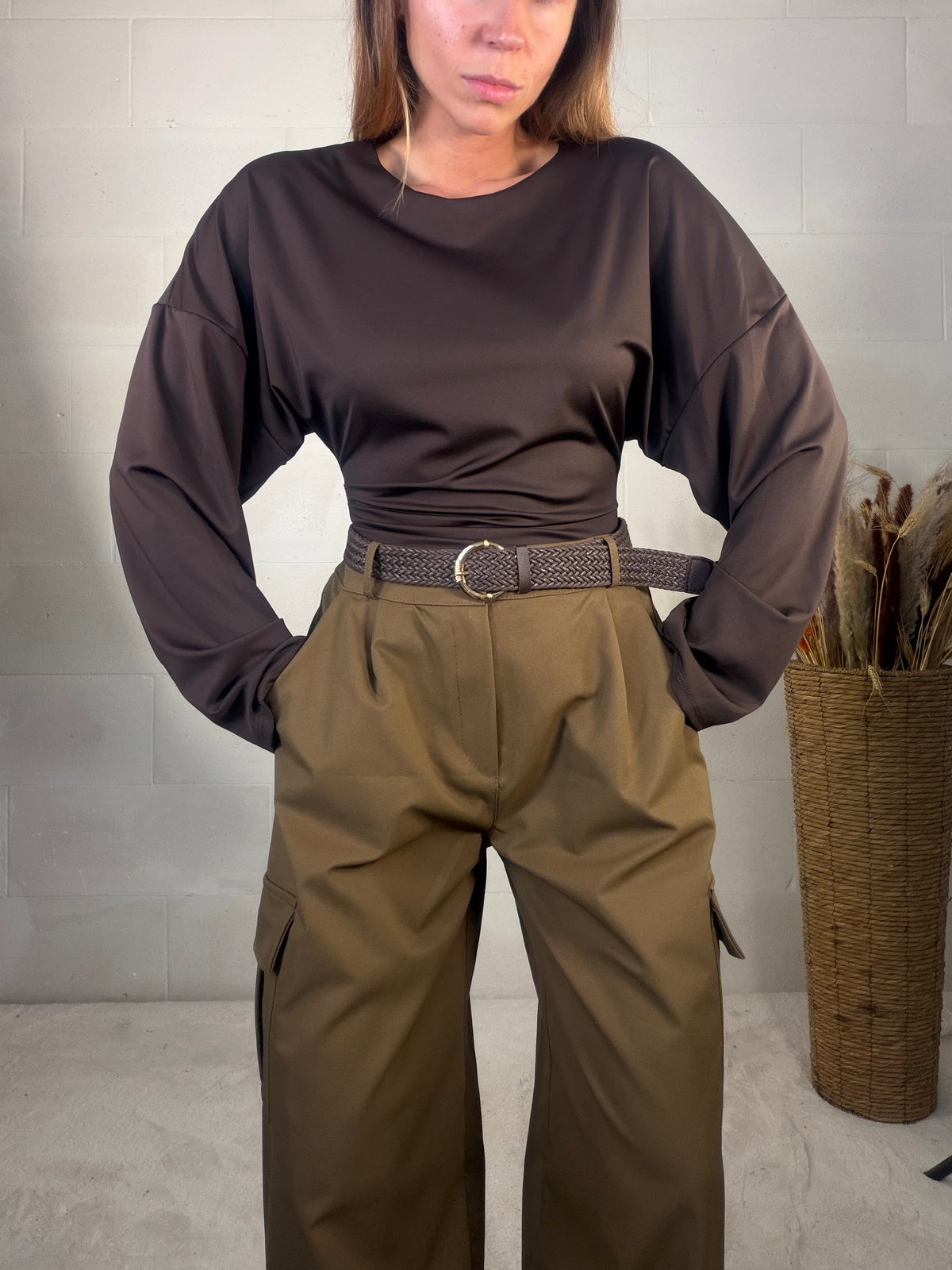 T-shirt Lycra manica pipistrello testa di moro