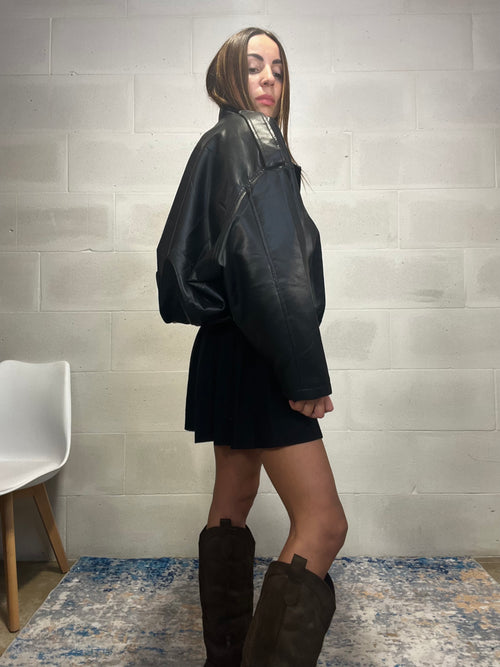 Bomber in ecopelle interno imbottito in ecopelliccia