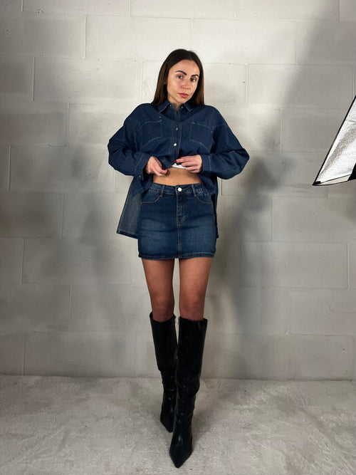 Gonna in denim blu