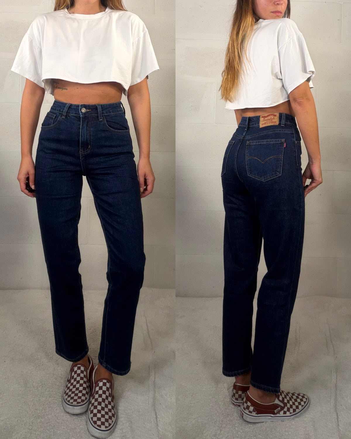Denim mom fit slim blu notte 7/8