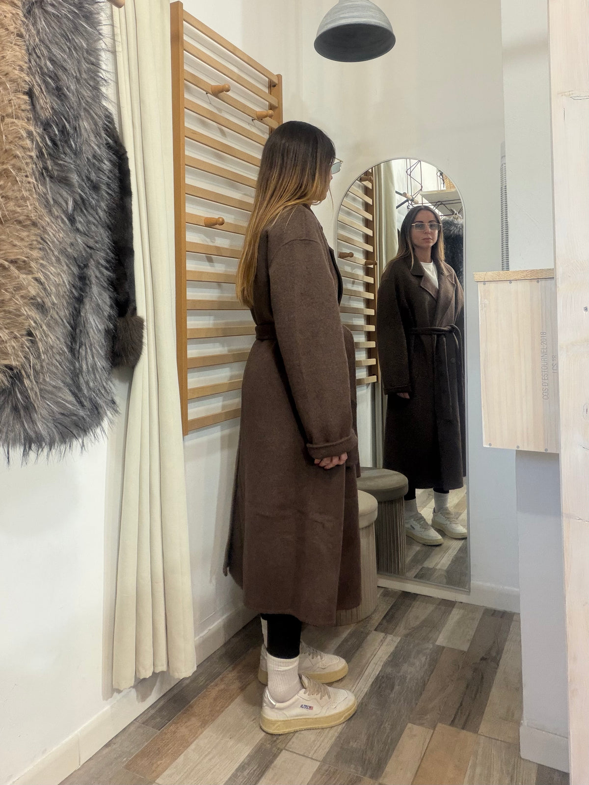 Cappotto oversize in 50% lana marrone