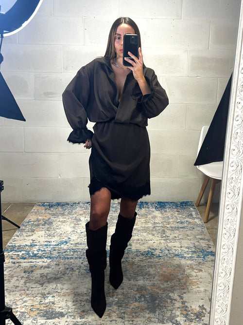 Dress bordi in pizzo marrone