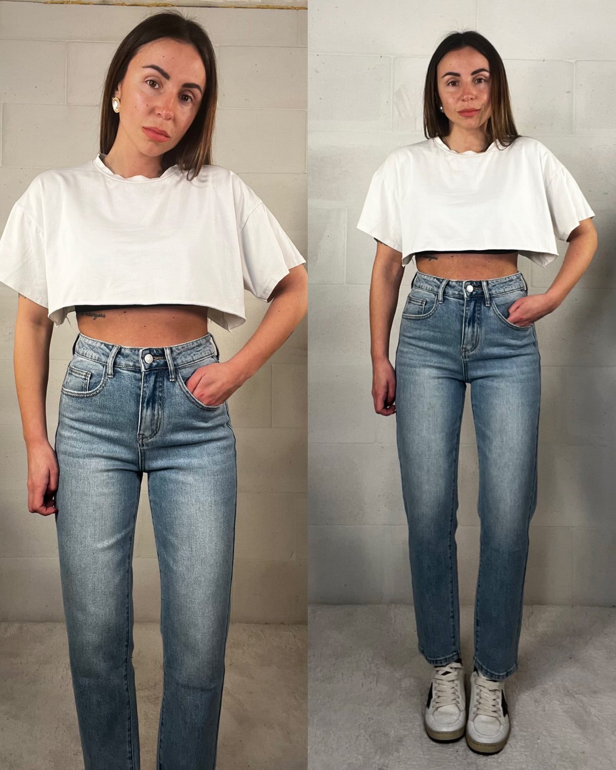Denim 7/8 a sigaretta lavaggio medio Megan