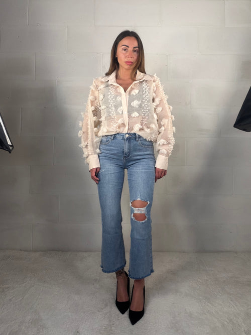 Camicia velata nude con nappe Santorini